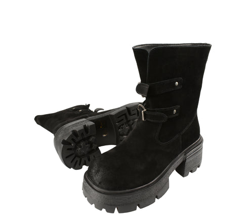 Bocanci casual, dama, FORMAZIONE, D28-7F negru, piele intoarsa